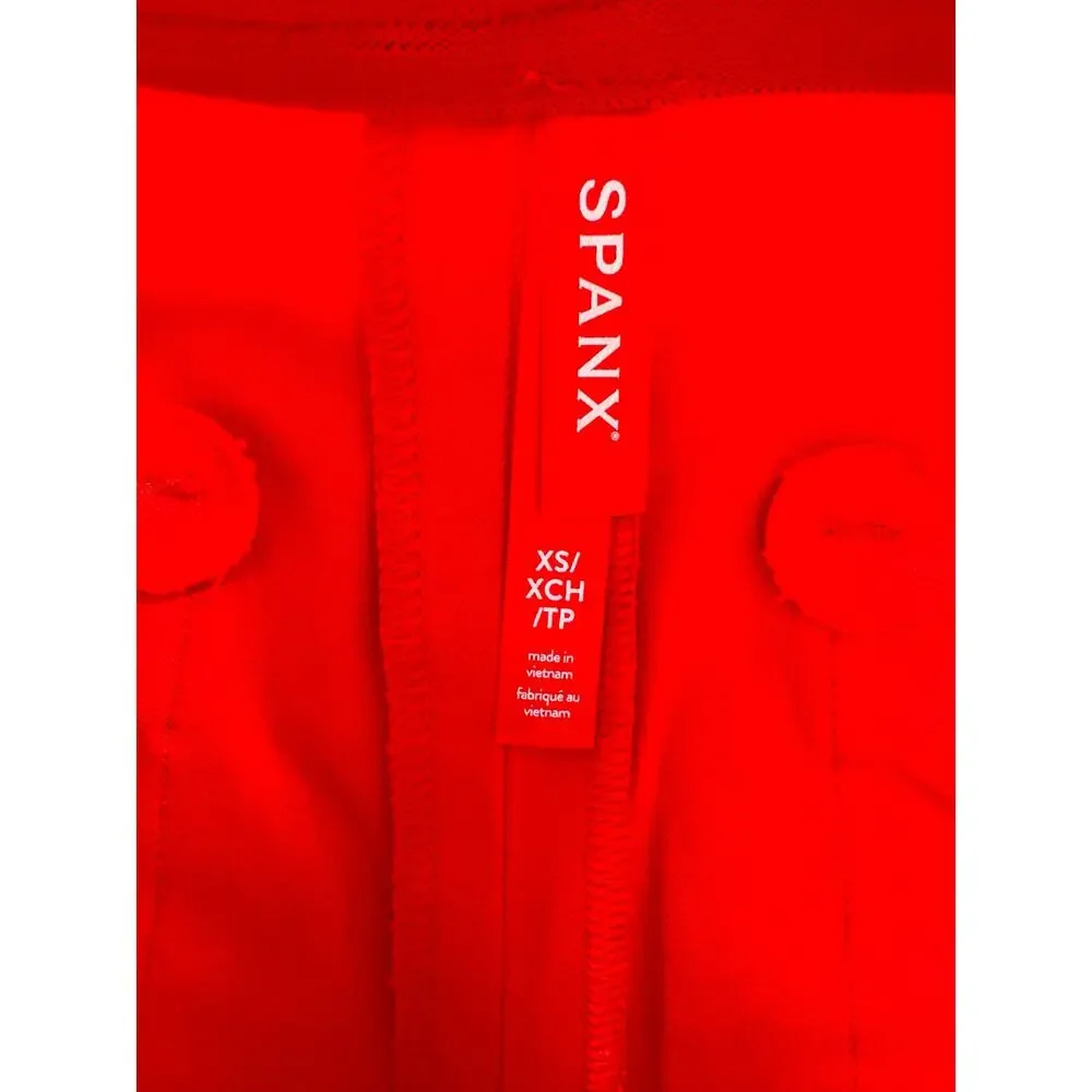 Spanx Polished Pull On Short XS Red Stretch Shaping Tailored Cotton Blend